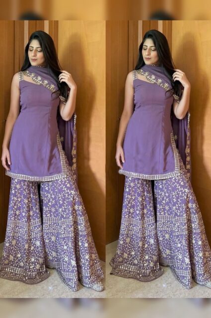 Marvellous Purple color sequence sharara dress Marvellous Purple color sequence sharara dress