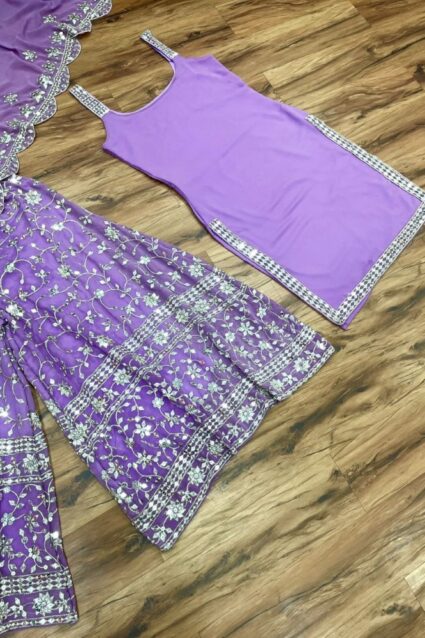 Marvellous Purple color sequence sharara dress Marvellous Purple color sequence sharara dress