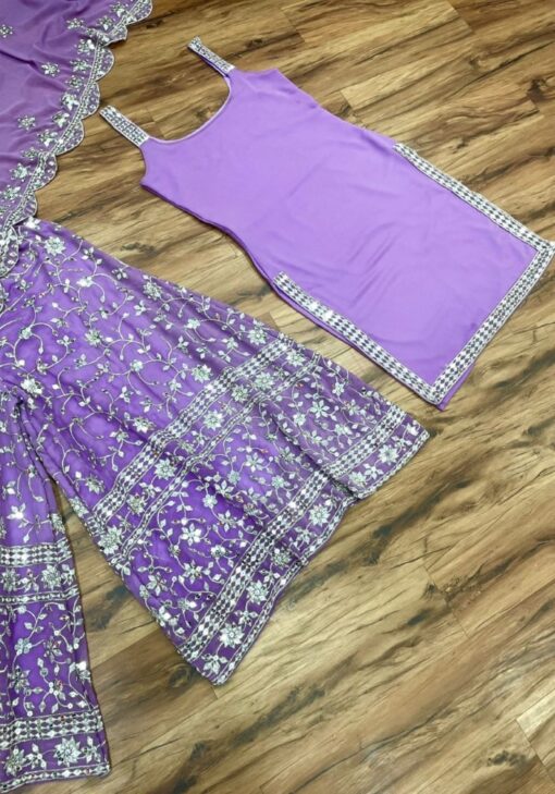 Marvellous Purple color sequence sharara dress