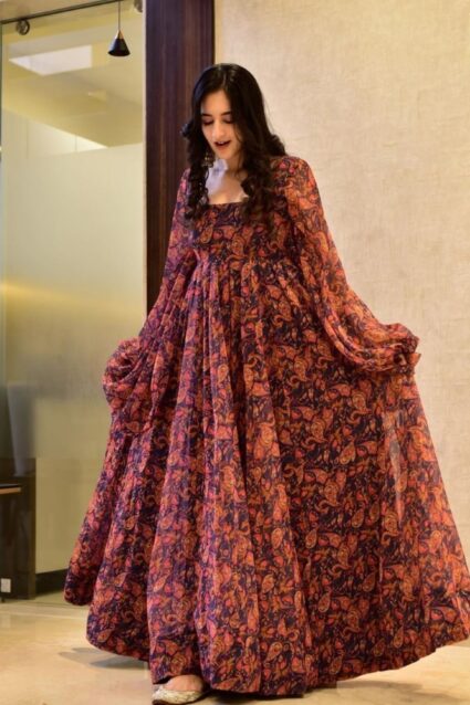 Multi Color Gown On Georgette With Digital Print