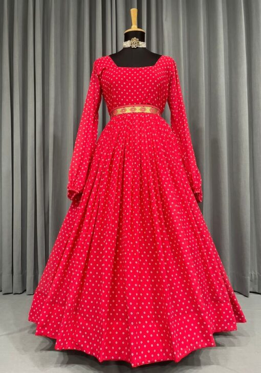 Pink Color Gown On Georgette With Digital Print