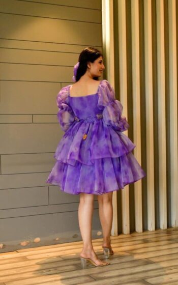 Purple Color Gown On Georgette With Digital Print