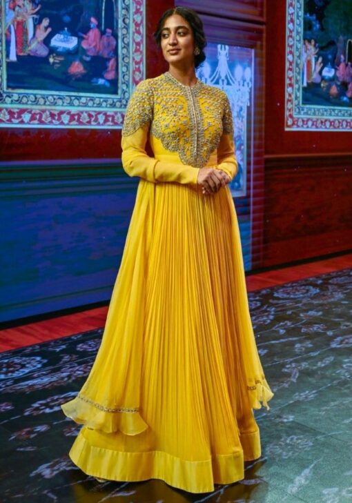 Yellow Color Salwar Suit On Fox Georgette With Thread And Sequin Work