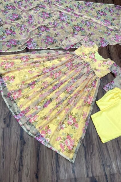 Yellow Color Salwar Suit On Georgette With Digital Print