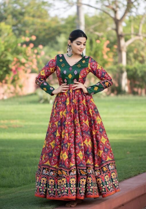 Modern Stitched Anarklali Gown In Ethnic Digital Print