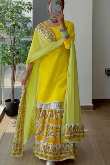Yellow Punjabi Sharara Suit For Punjabi Kudi Online Yellow Punjabi Sharara Suit For Punjabi Kudi Online