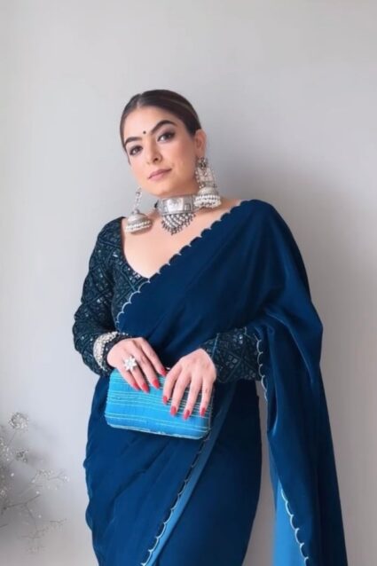 Sparkling Luxurious Heavy Velvet Farewell Party Wear Saree