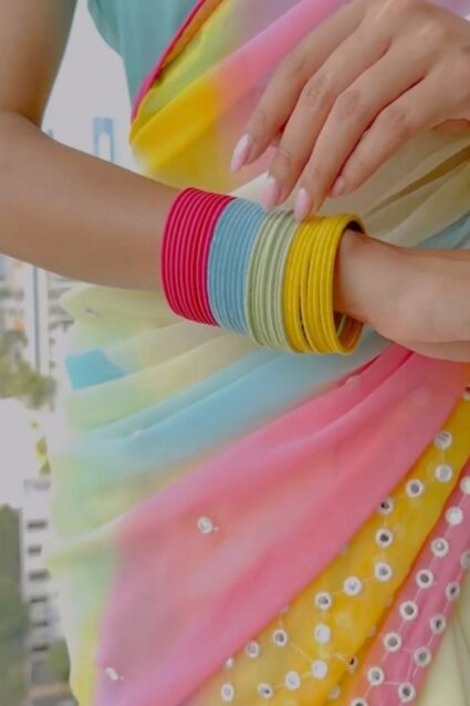 Multi Color Stunning Saree On Georgette With Digital Print And Sequin Work