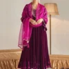 Glorious-Party-Wear-Pink-Color-Velvet-Dress-With-Velvet-Pant-Net-Dupatta