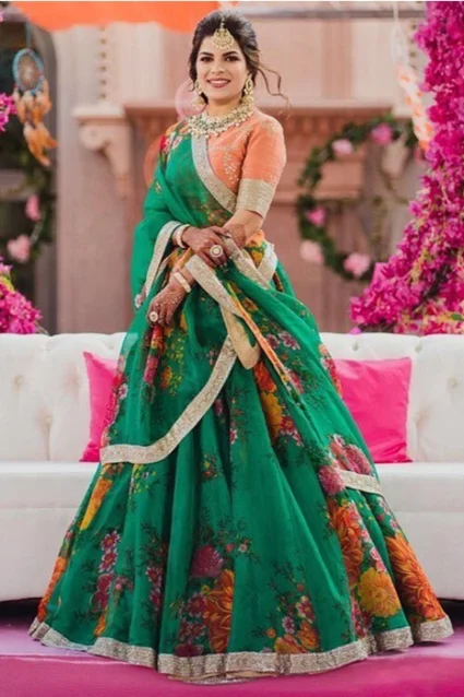 Sabyasachi Royal Bridal Lehenga 2023 Green & Orange