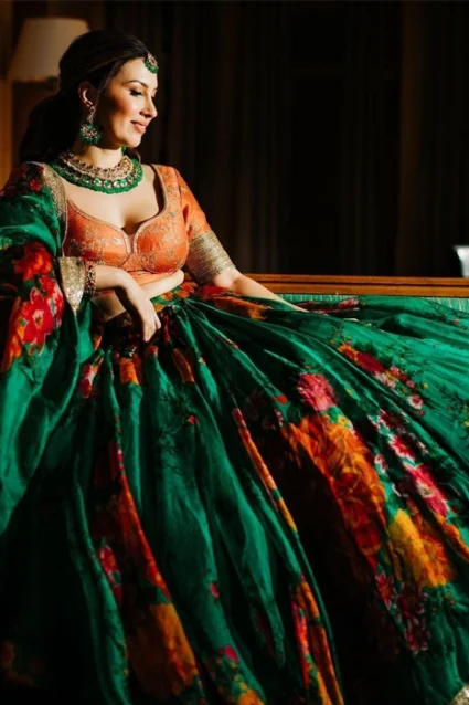 Sabyasachi Royal Bridal Lehenga 2023 Green & Orange