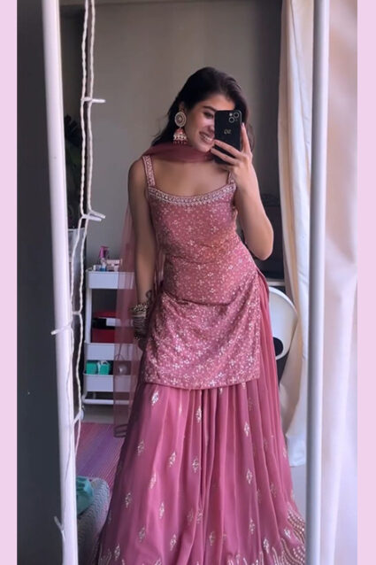 Blushing Pink Heavy Ethnic Lehenga Choli for Women