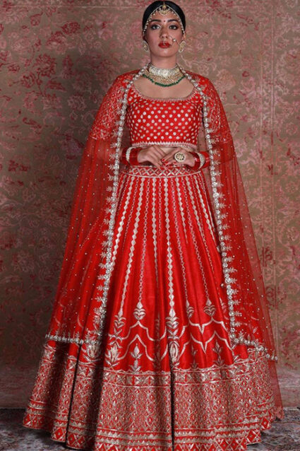Ethnic Scarlet Red Designer Lehenga for Wedding