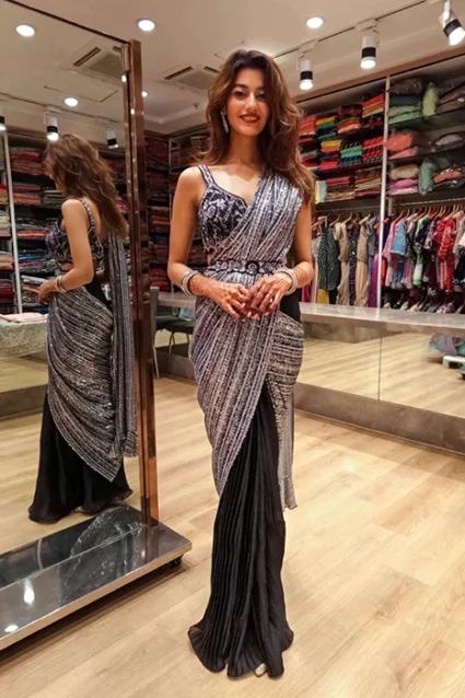 Fancy Partywear Shimmer Ready to Wear Saree