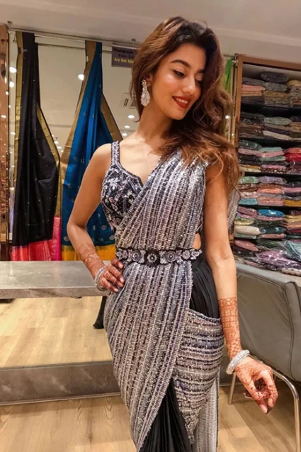 Fancy Partywear Shimmer Ready to Wear Saree