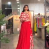 Gorgeous and Fashionable Indo Western Embroidered Tart Red Gown