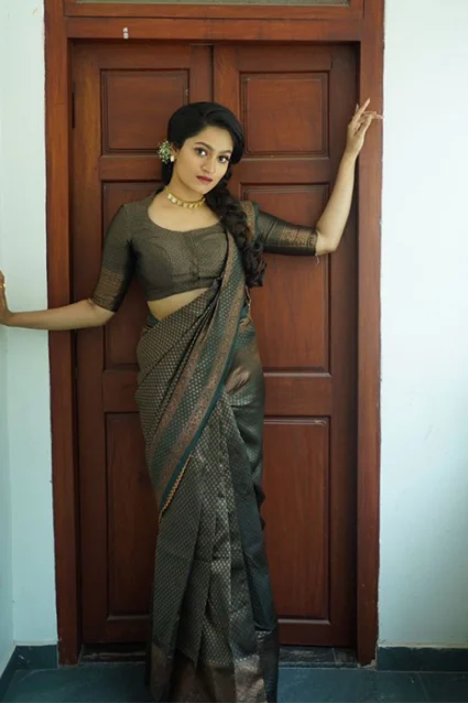 Graceful Dark Green Coloured Banarasi Saree