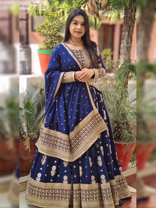 Bollywood Stylish Royal Blue Top With Lehenga | Indian Online Ethnic Wear  Website For Women