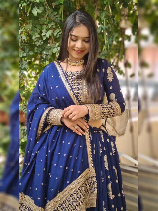 Lehenga Choli : designer Royal blue heavy embroidered Bridal ...