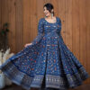 Jaipuri Print Coral Blue Anarkali Gown