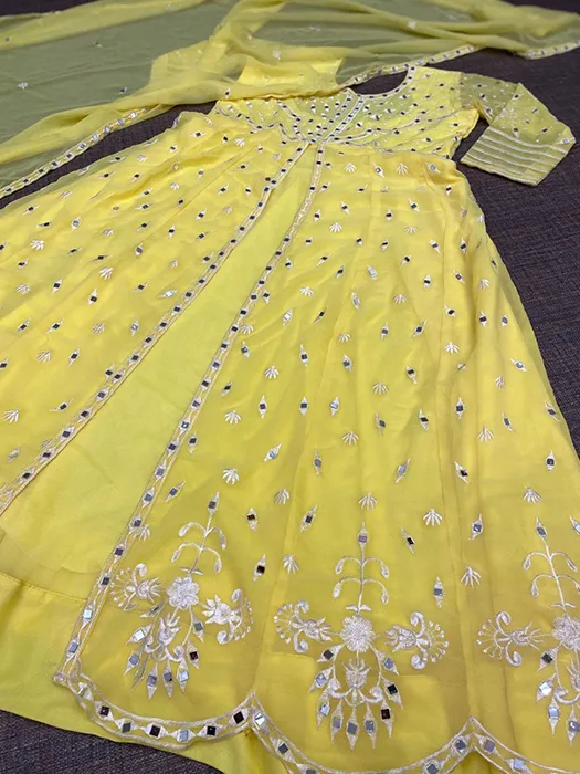 Indian Designer Wedding / Ethnic Wear Yellow Kurta Sharara Set, Beautiful  Heavy Work Embroidered Salwar Kameez Readymade, Suits for Haldi - Etsy