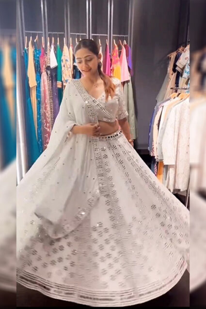 Peaceful Real Mirror Work Lehngha Choli for Wedding Wear