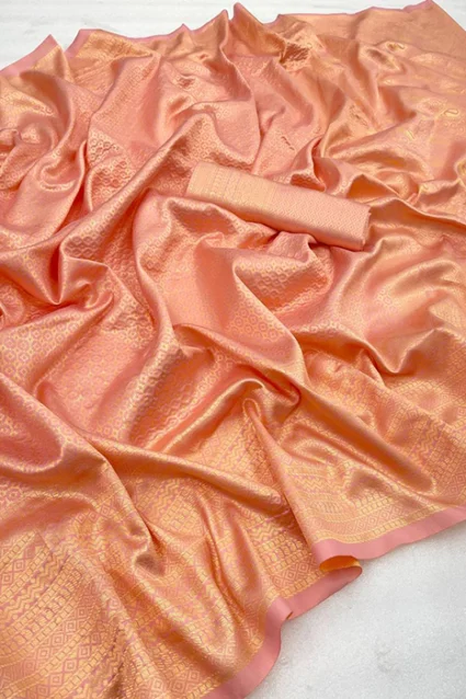 Peach colour Ethnic Banarasi Silk Saree
