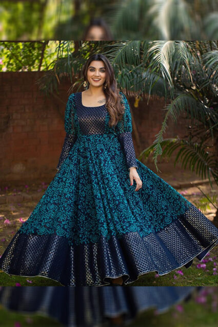 Sapphire Designer Georgette Gown for Party Wear