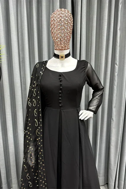 Stunning Black Designer Suit With Sequence Dupatta