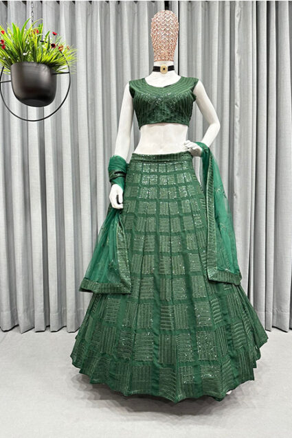 Trendy Hunter Green Party Wear Lehenga Choli