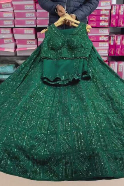 Trendy Hunter Green Party Wear Lehenga Choli