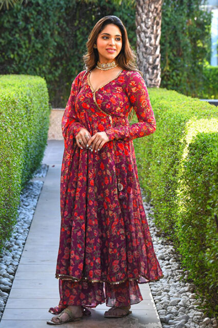 Trendy Printed Pink Anarkali Dress Trendy Printed Pink Anarkali Dress