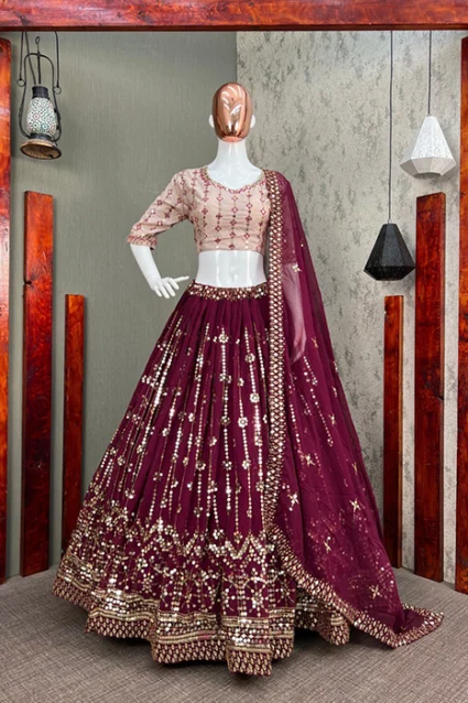 Trendy and Designer Boysenberry Pink Embellished Lehenga Choli