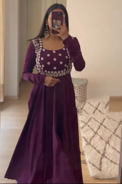 Wonderful Wine Shades Embroidered Suit Wonderful Wine Shades Embroidered Suit