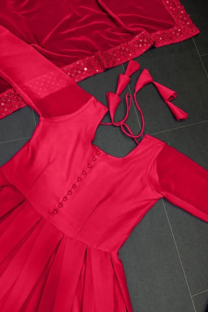 Designer Partywear Suit In Rasberry Designer Partywear Suit In Rasberry