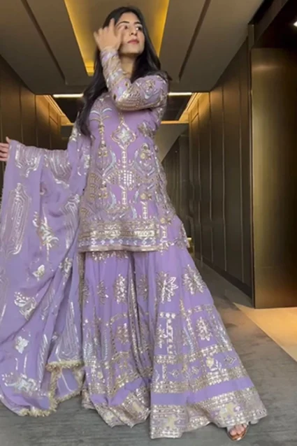 Ethnic Suit For Women In Lavender Shade Ethnic Suit For Women In Lavender Shade