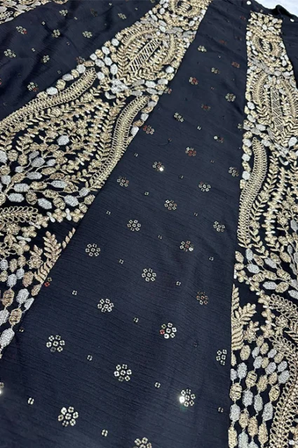 Gorgeous Black Sequence Embroidered Lehenga For Wedding