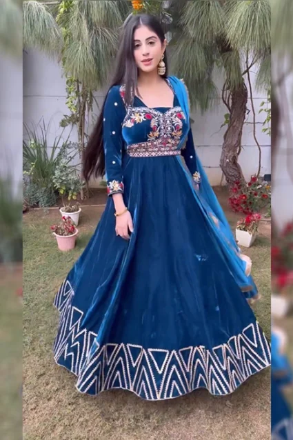 Luxurious Cobalt Blue Velvet Suit