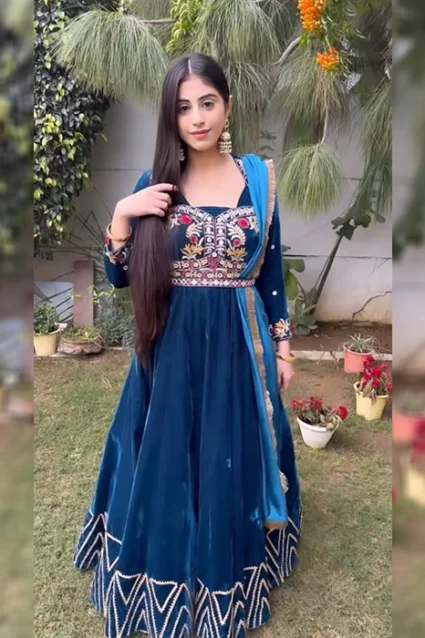 Luxurious Cobalt Blue Velvet Suit