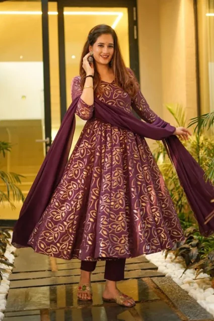 Partywear Suit in Boysenberry Shade Partywear Suit in Boysenberry Shade