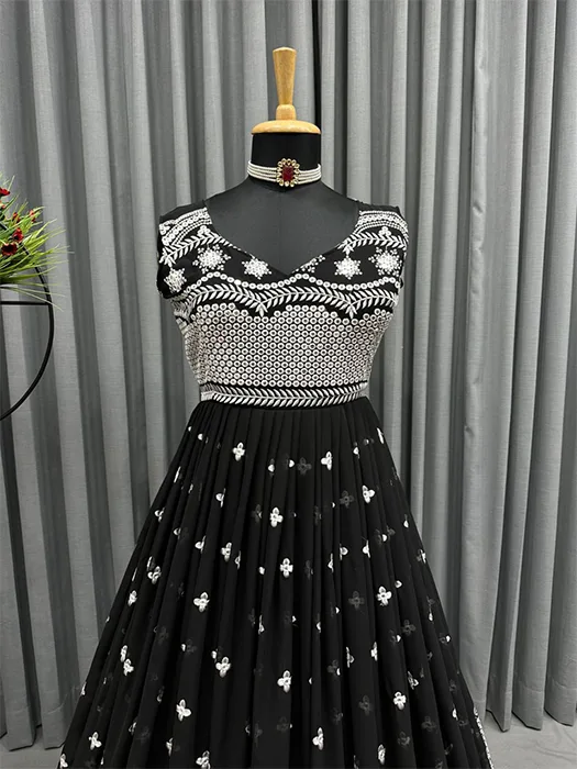 Stylish Long Black Velvet Evening Dress with Detachable Sleeves - $157.992  #V78049 - SheProm.com