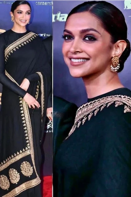 Deepika Padukone Ravishing Black Fancy Saree