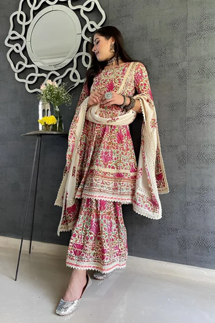 Bollywood Style Fancy Kalamkari Sharara Suit For Women Bollywood Style Fancy Kalamkari Sharara Suit For Women