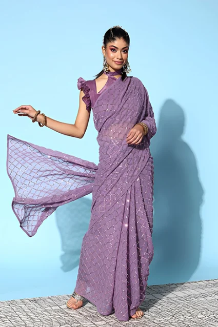 Bollywood Style Gleaming Mauve Saree