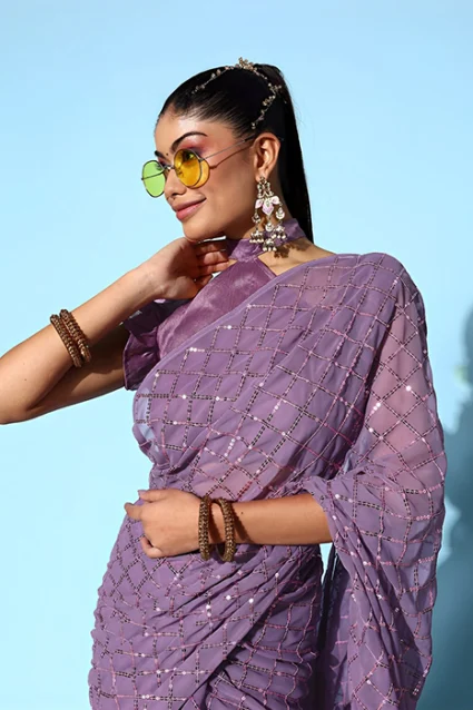 Bollywood Style Gleaming Mauve Saree