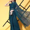 Bollywood Style Gleaming Navy Blue Saree In Best Price