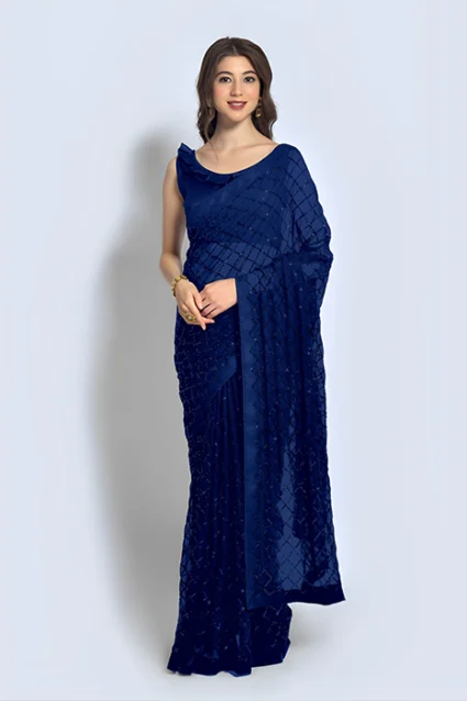 Bollywood Style Gleaming Royal Blue Saree