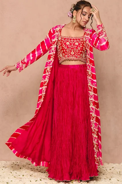 Beautiful lehenga-choli with modern sleeves | Indian bridal dress, Fashion  dresses, Bollywood fashion