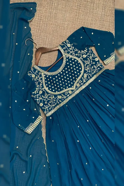 Delusive Spruce Blue Ethnic Evening Gown