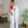 Gleaming White Sequin Saree For Culatural Ocassions